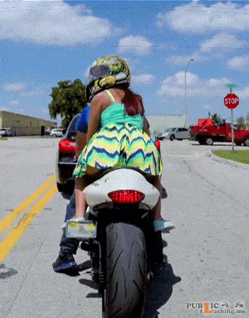 motorcycle Girls flashing tits on