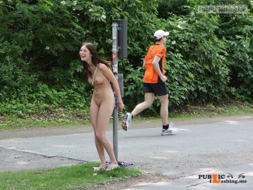 Public nudity photo amateur naughtiness: Handcuffed to a pole Follow me for more... Public Flashing