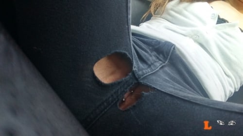 No panties deadlynightshade88: My old fav pants. Too bad there’s a few... pantiesless Public Flashing