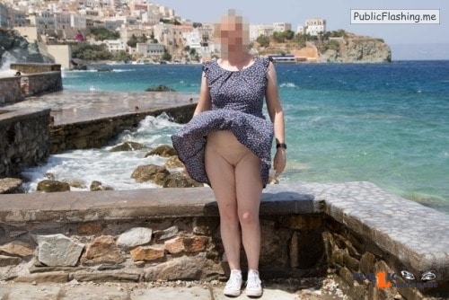 No panties just my wife and nothing else: A windy day in europe. Lots of... pantiesless Public Flashing