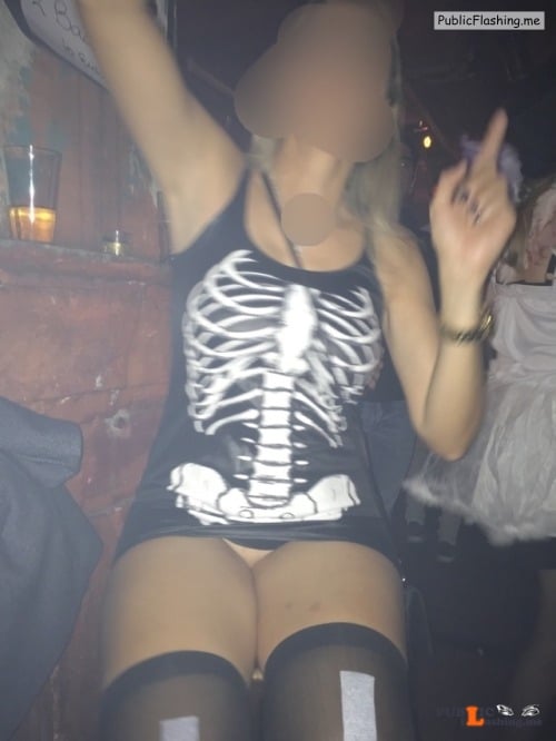 No panties mymihotwife: More from my Halloween party I hope it’s... pantiesless Public Flashing