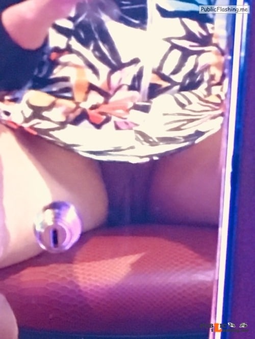 No panties justforfunalways: This is my reflection in the slot machine... pantiesless Public Flashing