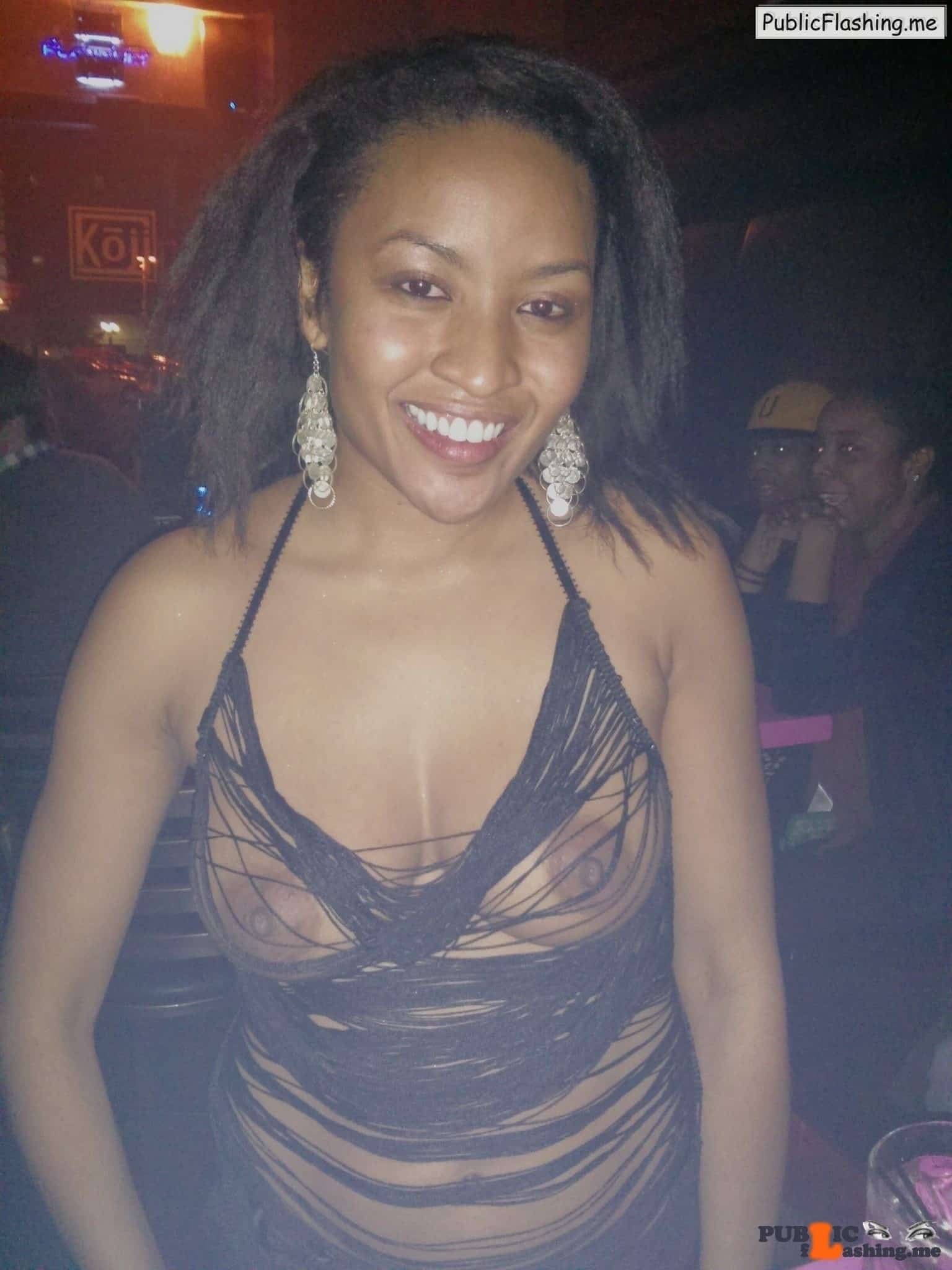 Public Flashing Pictures Ebony pics Ebony Boobs pics Boobs Amateur pics Amateur : Ebony girlfriend is very happy to pose to the camera in totally transparent tank top. She was hanging out with her boyfriend in some  night club and she was  wearing black see trough tank top. Her nipples were clearly visible for...
