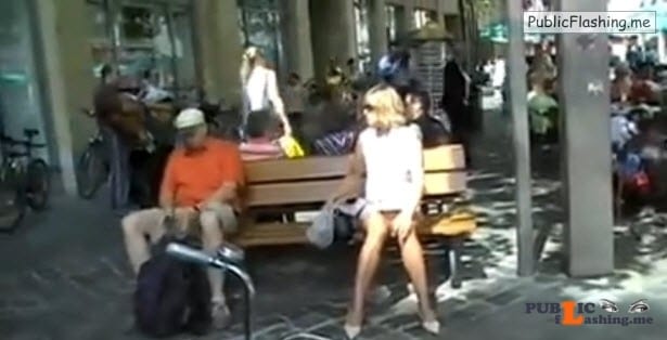 MILF in mini skirt no panties in public VIDEO Public Flashing