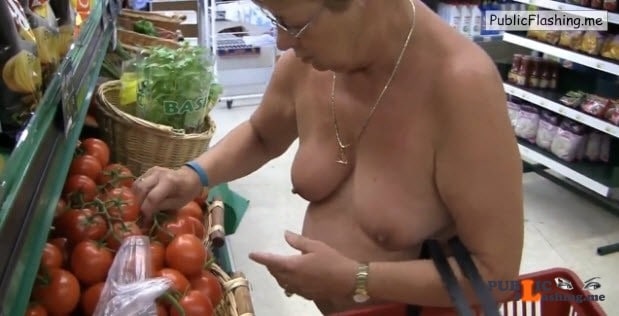 Nude mature wife in supermarket VIDEO Public Flashing