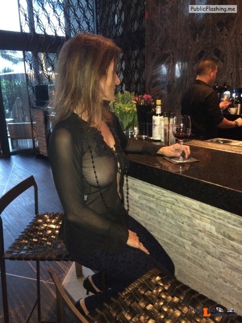 Exposed in public wifedatenightfantasies:My favorite blouse for sitting at the... Public Flashing