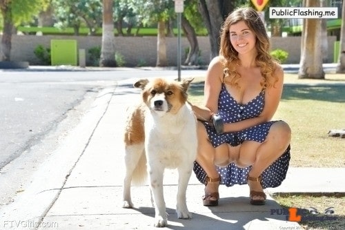 Public Flashing Photo Feed : FTV girls upskirt Busty Gianna takes her dog for a walk, and let’s her kitty get…