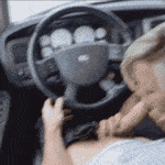 Luxury made up Little Caprice take of panties in car GIF