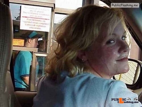 MILF with cum over face in drive in