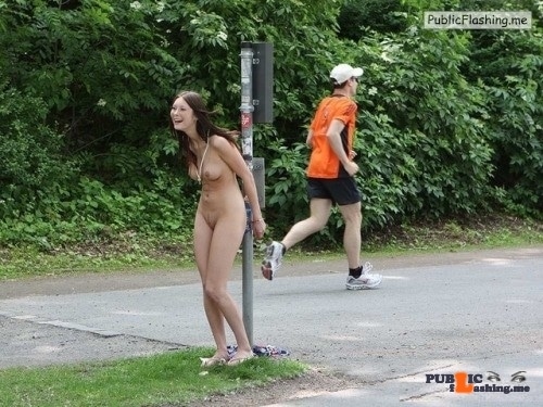 Public nudity photo amateur-naughtiness: Handcuffed to a pole Follow me for more…