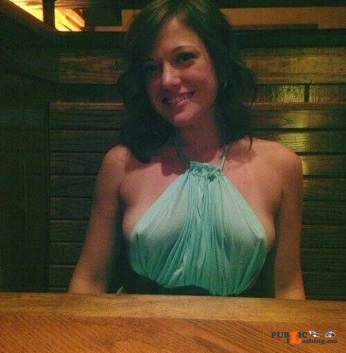Exposed in public More breast than dress…