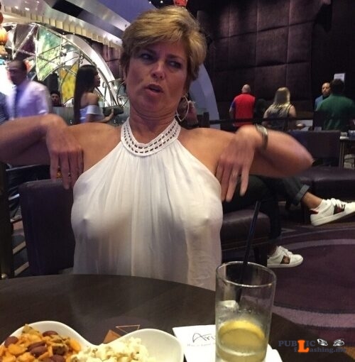 Exposed in <strong>public</strong> Braless <strong>MILF</strong>…