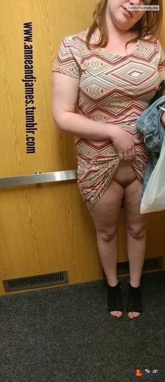 Public Flashing Photo Feed : No panties anneandjames: Did I flash on the elevator.. Hehehe ? ? Happy… pantiesless