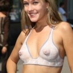 Flashing pussy in public store and smiling to camera