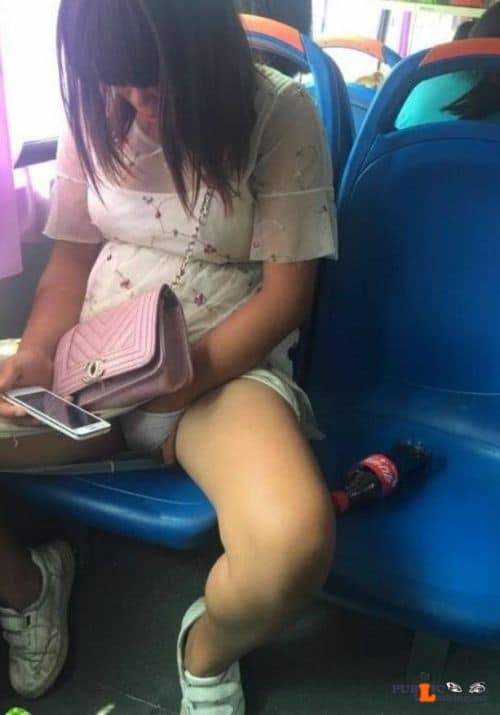 Public Flashing Photo Feed : Exposed in public Getting off to porn on the bus…
